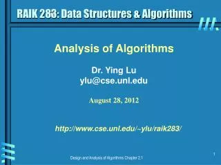 RAIK 283: Data Structures &amp; Algorithms