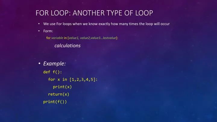 for loop another type of loop