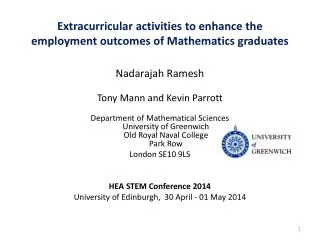 Extracurricular activities to enhance the employment outcomes of Mathematics graduates