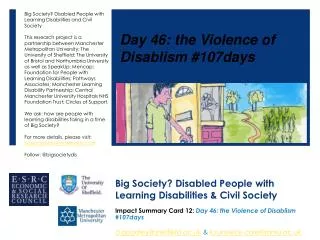 Big Society? Disabled People with Learning Disabilities &amp; Civil Society