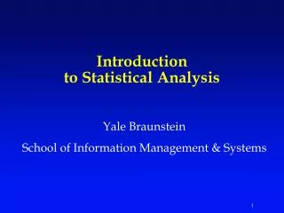 Introduction to Statistical Analysis