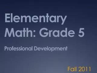 Elementary Math: Grade 5 Professional Development