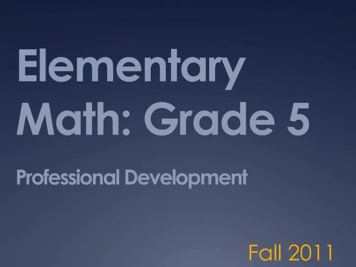 elementary math grade 5 professional development
