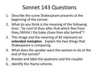 Sonnet 143 Questions