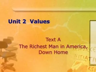 Unit 2 Values