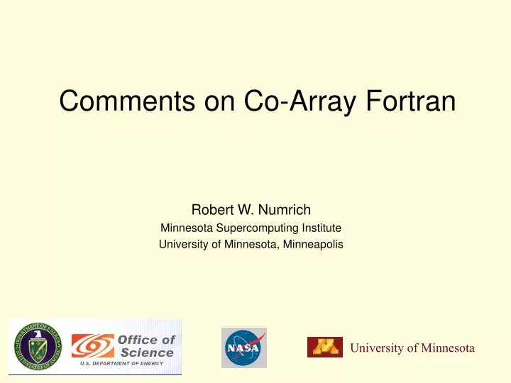 comments on co array fortran