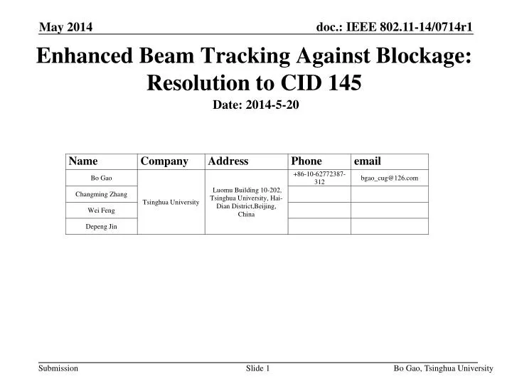 enhanced beam tracking against blockage resolution to cid 145