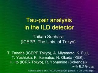 Tau-pair analysis in the ILD detector