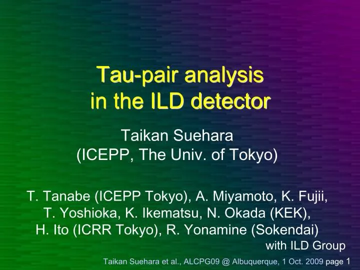 tau pair analysis in the ild detector