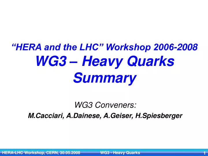 hera and the lhc workshop 2006 2008 wg3 heavy quarks summary