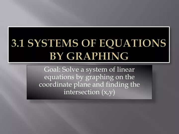 3 1 systems of equations by graphing