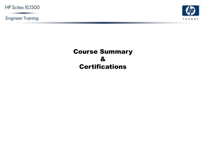 course summary certifications