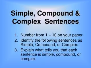 Simple, Compound &amp; Complex Sentences