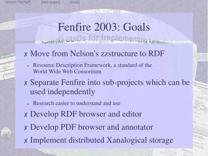 fenfire 2003 goals
