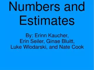 Numbers and Estimates