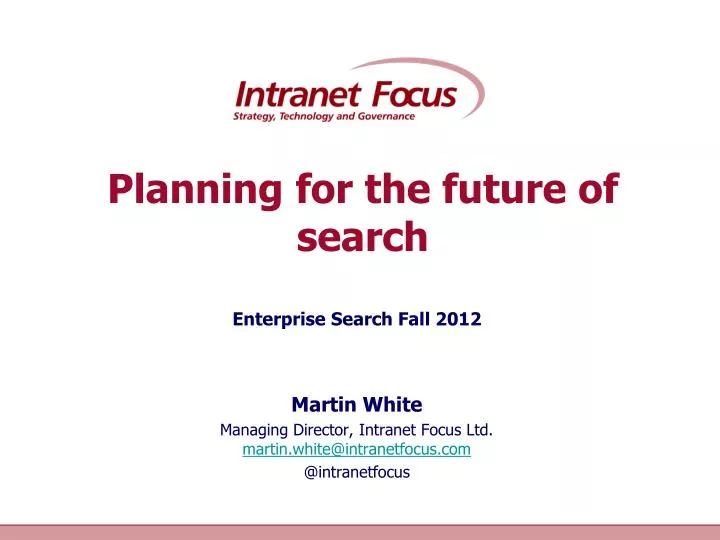planning for the future of search