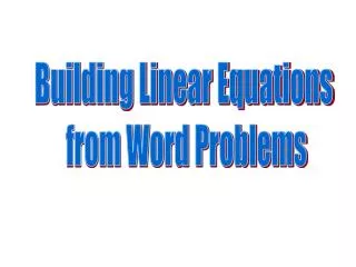 Building Linear Equations from Word Problems