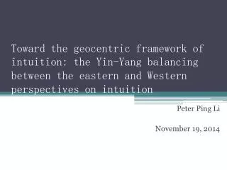 Peter Ping Li November 19, 2014