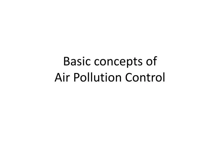 basic concepts of air pollution control