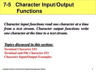 7-5 Character Input/Output Functions