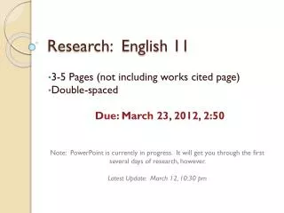 Research: English 11