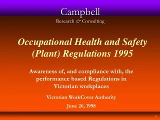 Occupational Health and Safety (Plant) Regulations 1995