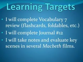 Learning Targets