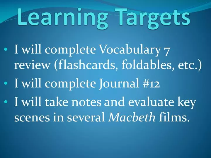 learning targets