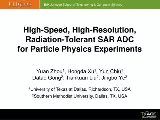 High-Speed , High-Resolution , Radiation-Tolerant SAR ADC for Particle Physics Experiments