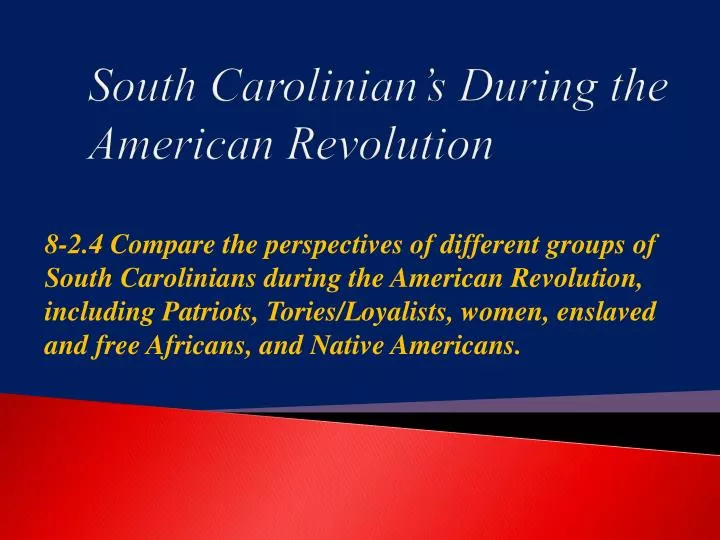 south carolinian s during the american revolution