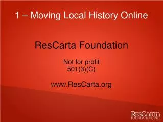 1 – Moving Local History Online