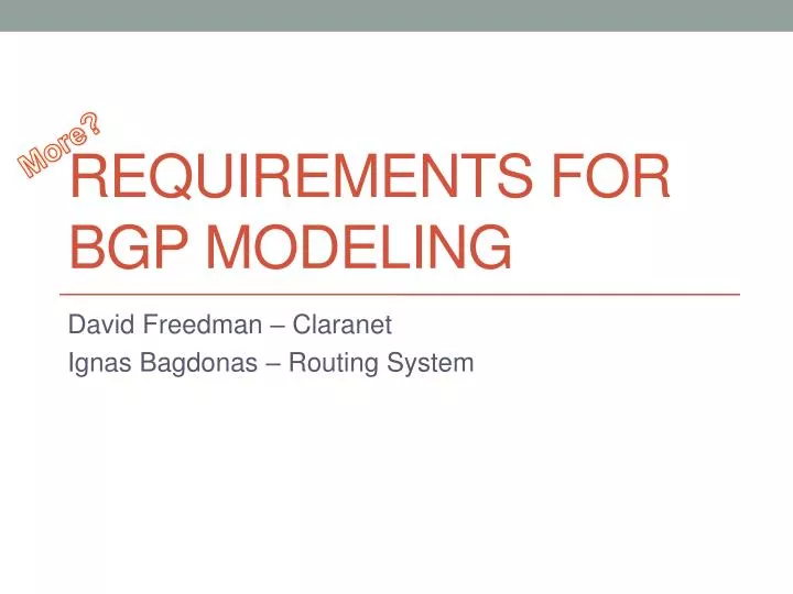 requirements for bgp modeling