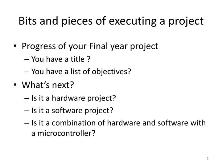 bits and pieces of executing a project