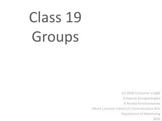 Class 19 Groups