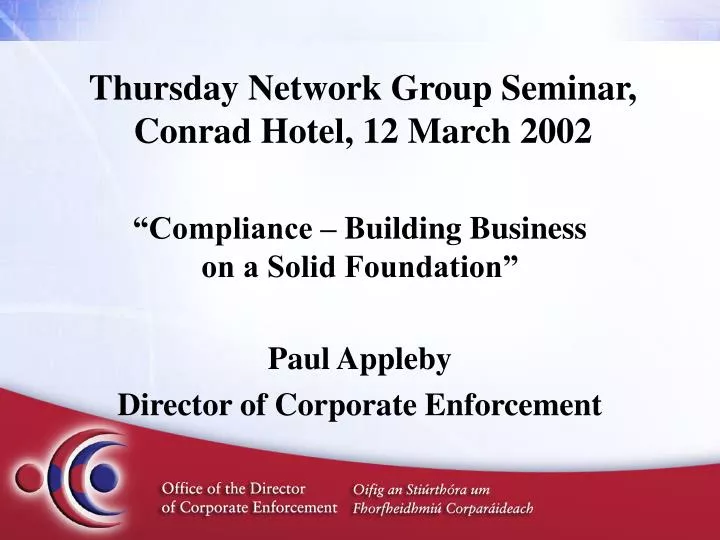 thursday network group seminar conrad hotel 12 march 2002