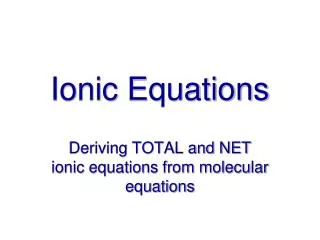 ionic equations