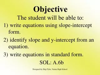 objective the student will be able to