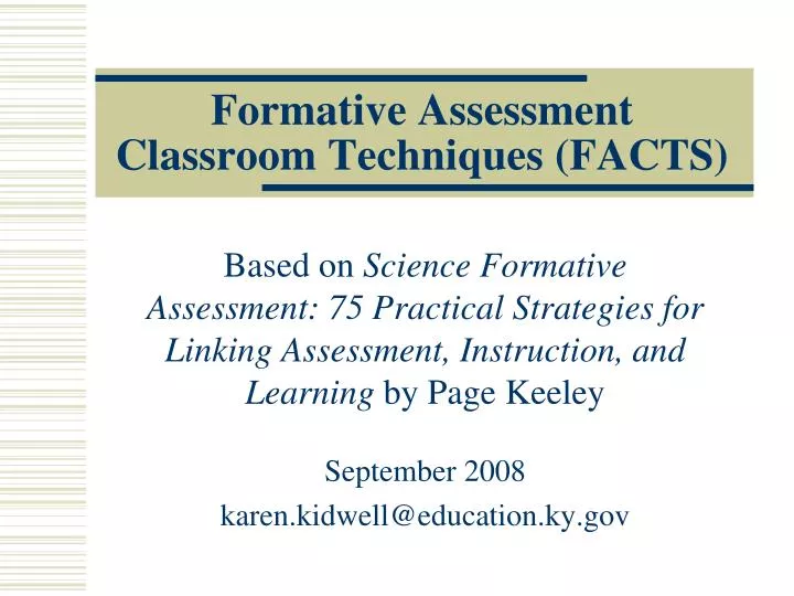 formative assessment classroom techniques facts