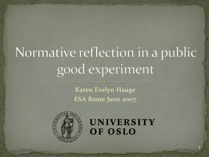 normative reflection in a public good experiment