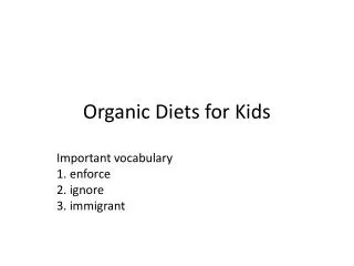 Organic Diets for Kids