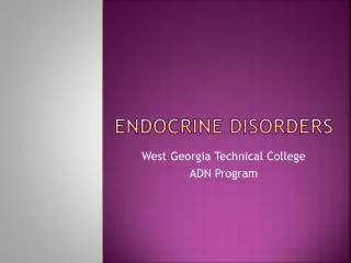 Endocrine disorders