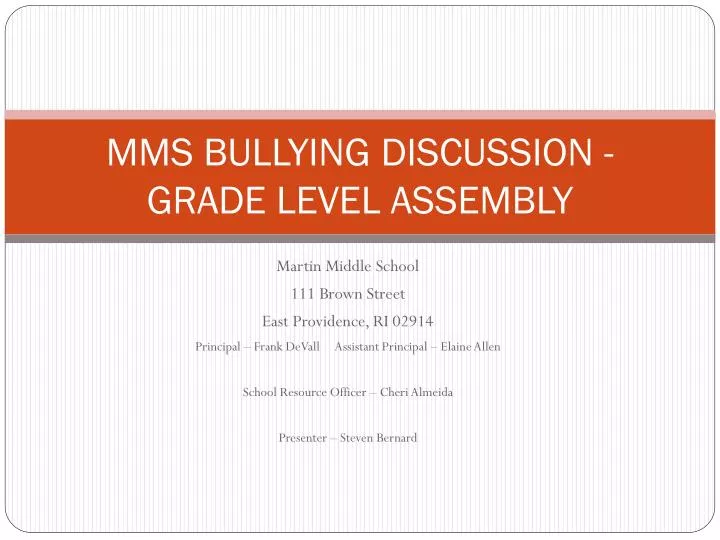 mms bullying discussion grade level assembly