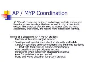 AP / MYP Coordination