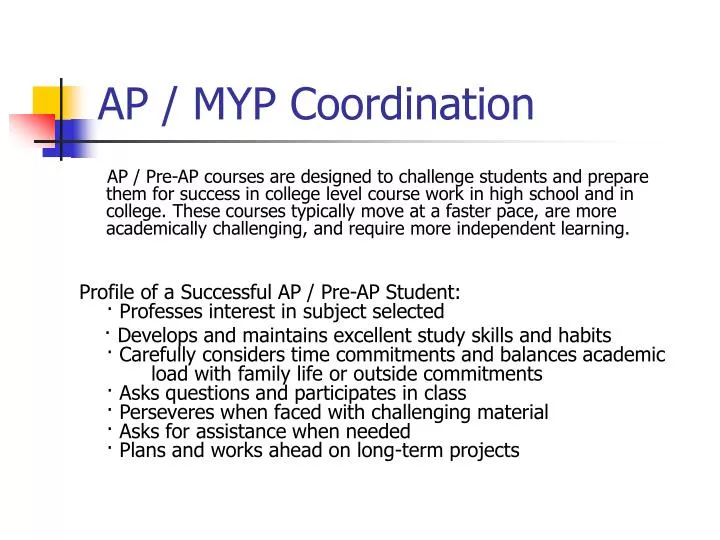 ap myp coordination