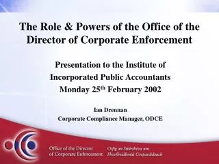 The Role &amp; Powers of the Office of the Director of Corporate Enforcement