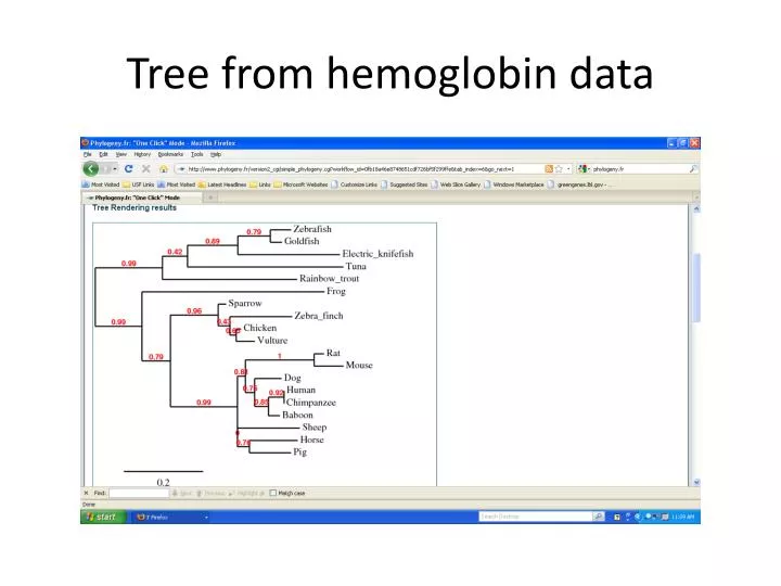 tree from hemoglobin data