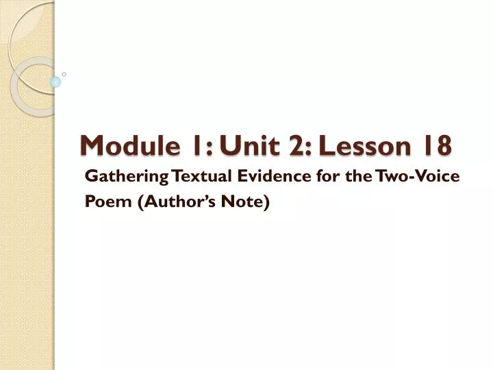 module 1 unit 2 lesson 18