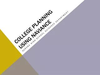 College Planning Using Naviance