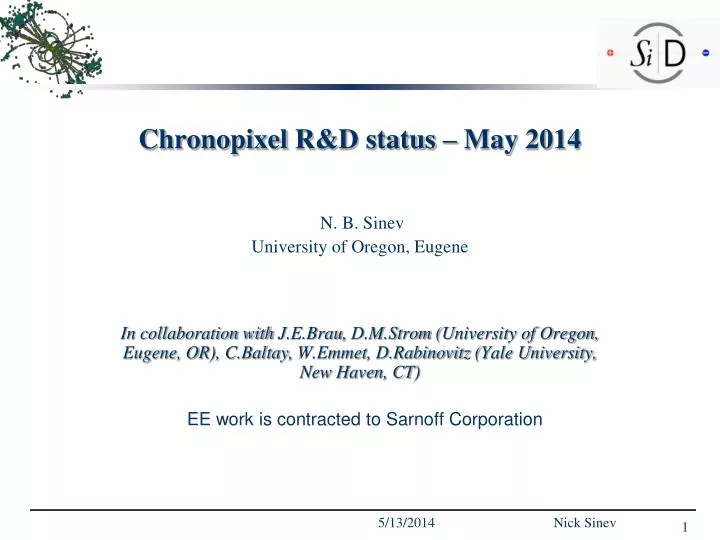 chronopixel r d status may 2014