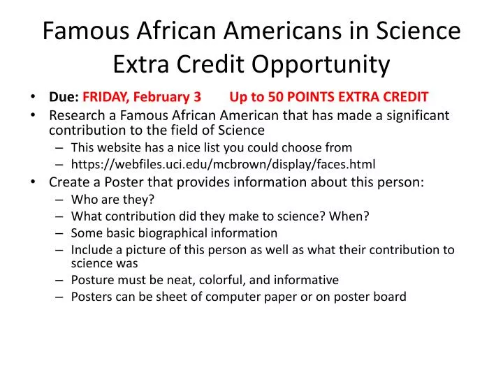 famous african americans in science extra credit opportunity